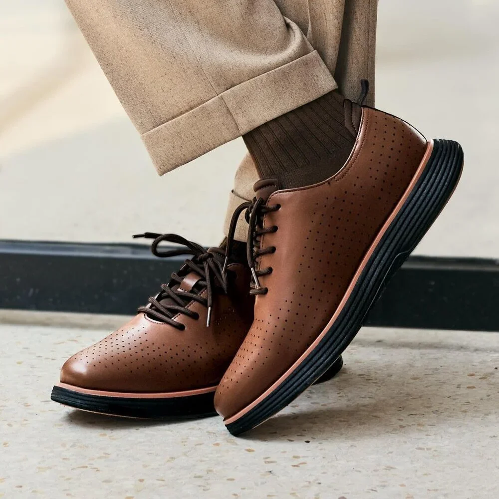 ⚡ Men's Brown Max Flex Fashion Dress Sneakers Oxfords Classic Casual Shoes